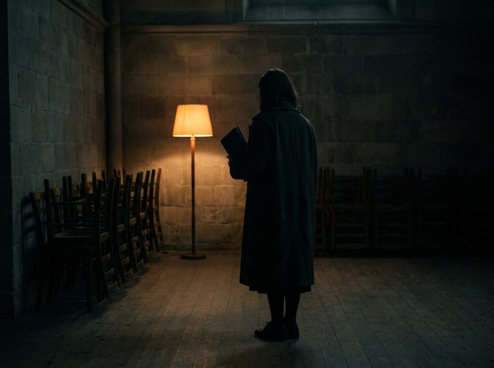 Leader alone in the church hall after everyone has left